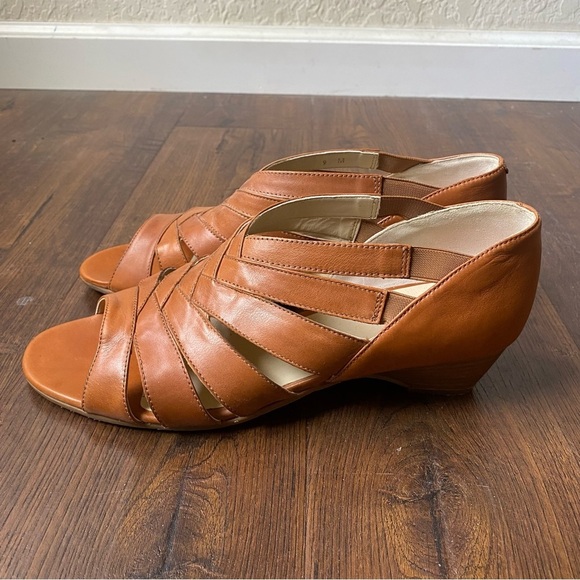 Rangoni Almafi Women’s Cognac Tan Leather Strappy Wedge Sandals SZ 9 - Picture 6 of 14